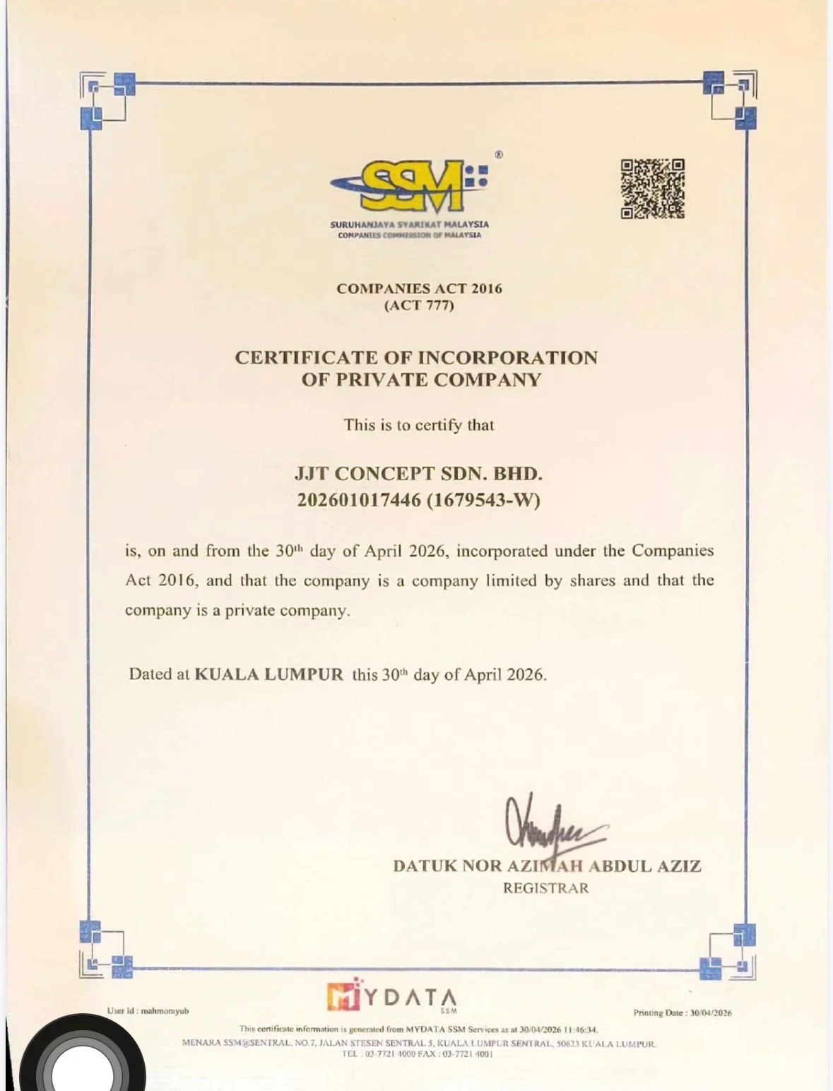 SSM Certificate